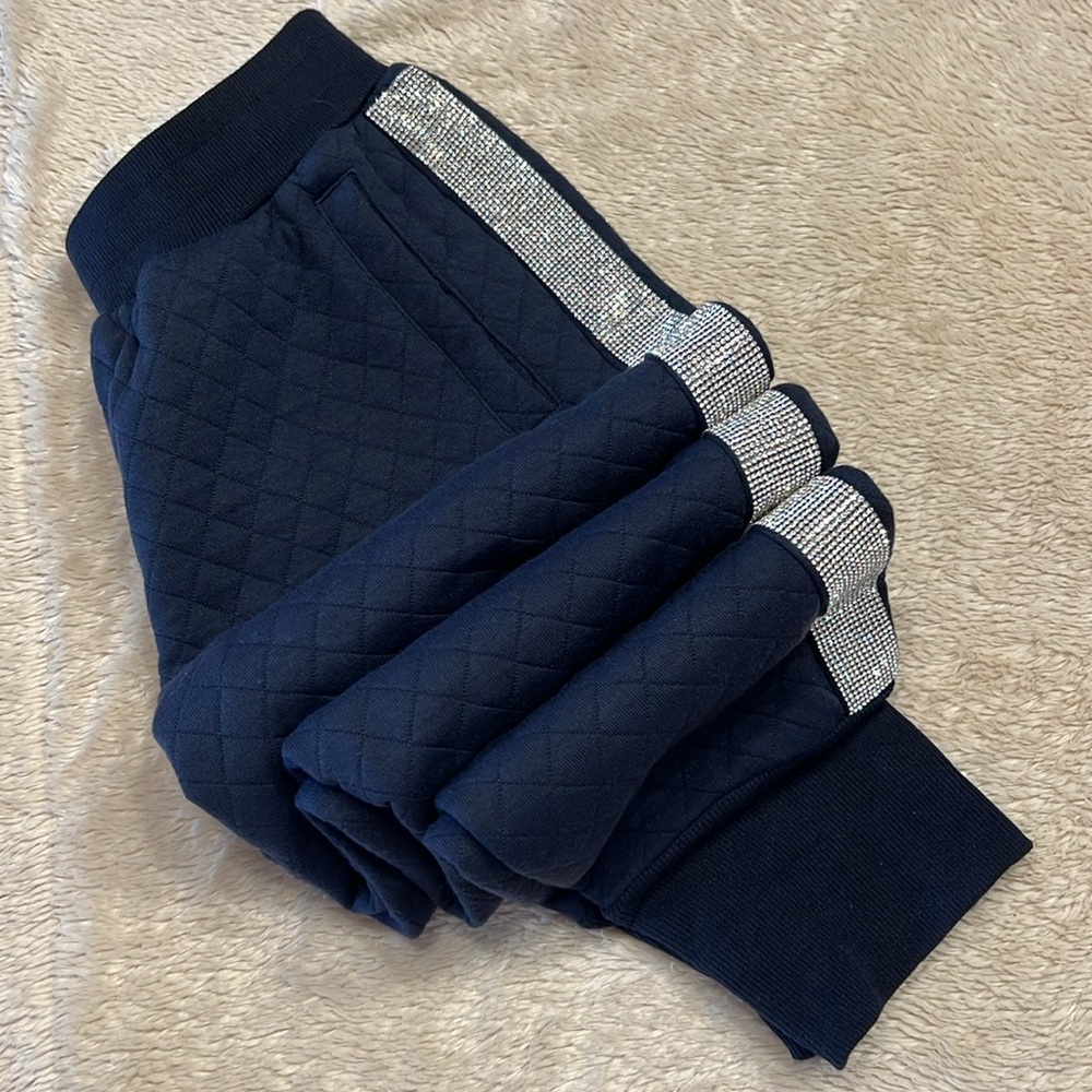 WHY DRESS Rhinestone Trim Lounge Sweatpants